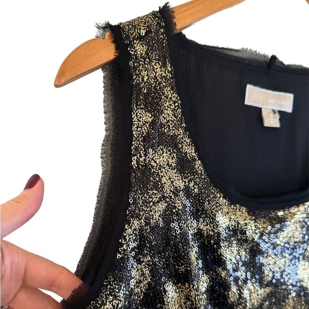 Michael Kors Metallic Gold Sequins Sheath Dress - Picture 9 of 13